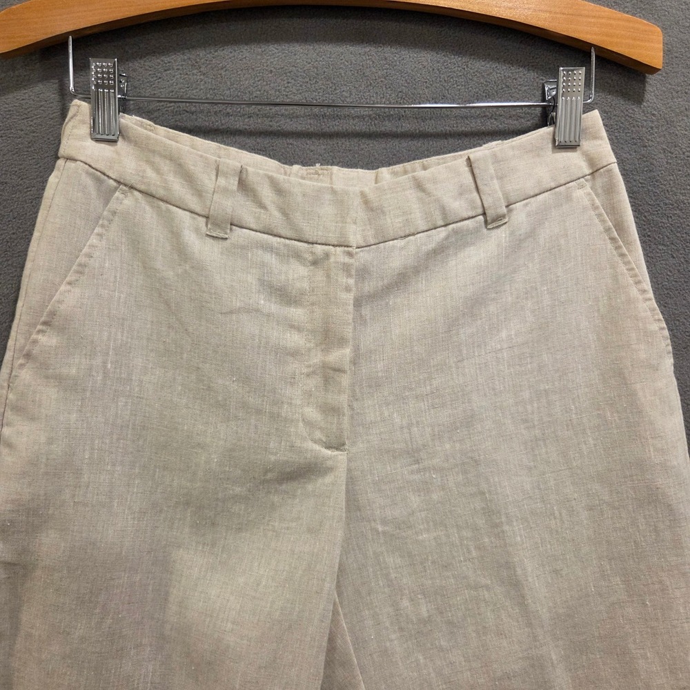 Liz Claiborne Audra 100% Linen Crop Pants Womens Size 4 Coastal Minimalist Chic - Picture 2 of 14